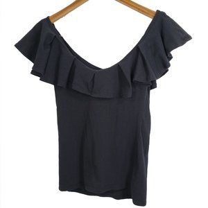 Chelsea & Theodore Black Ruffle Top